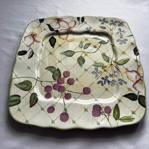 Tracy Porter The Evelyn Collection Hand Painted Floral Serving Platter Scalloped